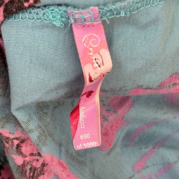 Christian Audigier Crystal Rock Top Womens Medium Crane Blossom Y2K Tunic Shirt - Picture 5 of 14